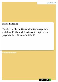 Das betriebliche Gesundheitsmanagement auf dem Prüfstand. Inwieweit trägt es zur psychischen Gesundheit bei? - Radonjic, Zeljko