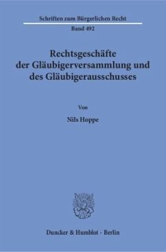 Rechtsgeschäfte der Gläubigerversammlung und des Gläubigerausschusses. - Hoppe, Nils