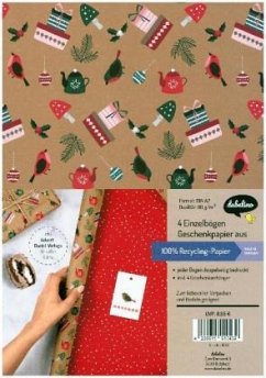 Geschenkpapier Set Weihnachten: Modernes Ornamente-Muster