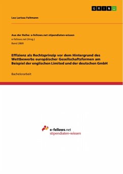 Effizienz als Rechtsprinzip vor dem Hintergrund des Wettbewerbs europäischer Gesellschaftsformen am Beispiel der englischen Limited und der deutschen GmbH (eBook, PDF)