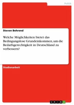 Welche Möglichkeiten bietet das Bedingungslose Grundeinkommen, um die Bedarfsgerechtigkeit in Deutschland zu verbessern? Welche Möglichkeiten bietet das Bedingungslose Grundeinkommen, um die Bedarfsgerechtigkeit in Deutschland zu verbessern?