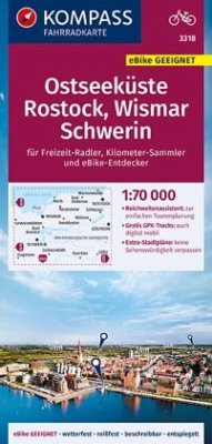 KOMPASS Fahrradkarte 3318 Ostseeküste, Rostock, Wismar, Schwerin 1:70.000