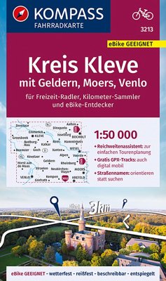 Cover KOMPASS Fahrradkarte 3213 Kreis Kleve mit Geldern, Moers, Venlo mit Knotenpunkten 1:50.000