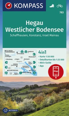 KOMPASS Wanderkarte Hegau Westlicher Bodensee, Schaffhausen, Konstanz, Insel Mainau