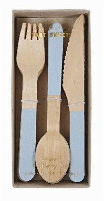 Wooden Besteck - Holz Set Blue