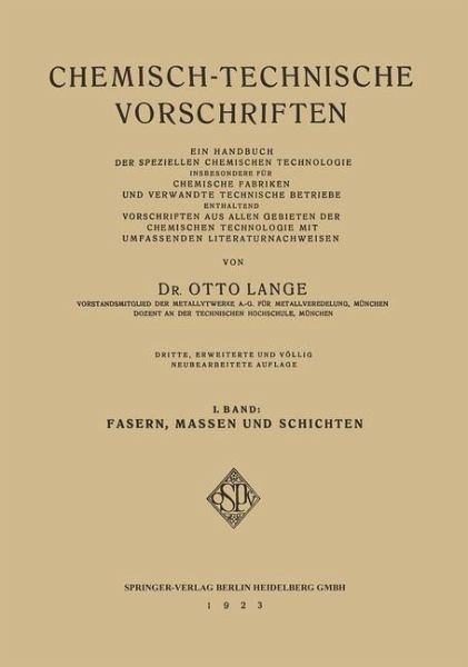 Chemisch-Technische Vorschriften (eBook, PDF) Chemisch-Technische Vorschriften (eBook, PDF)