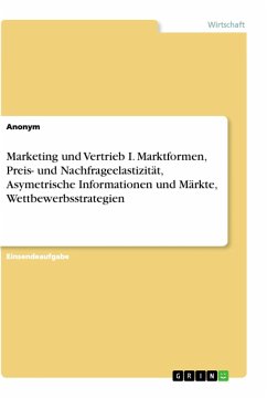 Marketing und Vertrieb I. Marktformen, Preis- und Nachfrageelastizität, Asymetrische Informationen und Märkte, Wettbewerbsstrategien