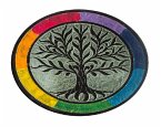 Räucherstäbchenhalter &quote;Baum des Lebens rainbow&quote; Speckstein rund 10 cm