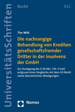 Die nachrangige Behandlung von Krediten gesellschaftsfremder Dritter in der Insolvenz der GmbH (eBook, PDF) - Witt, Tim