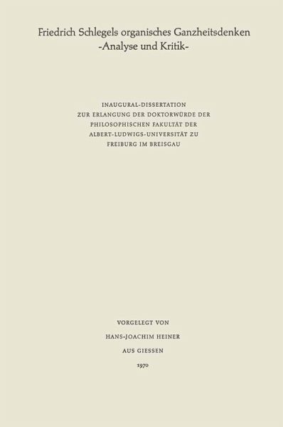 Friedrich Schlegels organisches Ganzheitsdenken (eBook, PDF)