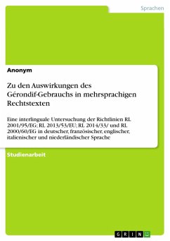 Zu den Auswirkungen des Gérondif-Gebrauchs in mehrsprachigen Rechtstexten (eBook, PDF)