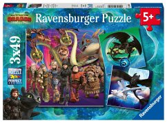 Ravensburger 08064 - Dragon, Drachen, Drachenzähmen leicht gemacht, Puzzle, Kinderpuzzle, 3x49 Teile