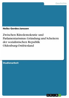 Zwischen Rätedemokratie und Parlamentarismus. Gründung und Scheitern der sozialistischen Republik Oldenburg-Ostfriesland (eBook, PDF) - Gerdes-Janssen, Heiko