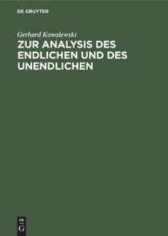 Cover Zur Analysis des Endlichen und des Unendlichen
