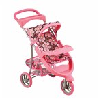 Bino 82920 - Puppenwagen, Puppen Buggy, Jogger, rosa, für Puppen von ca. 45cm