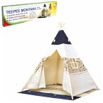 Bino 82820 - TeePee Montana Spielzelt, Tipi, Indianer Zelt, Maße:120x120x150cm, Kinderzelt, blau-beige