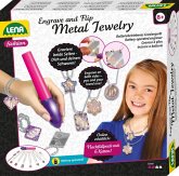 Lena 42655 - Engraver's Jewelry Studio, Schmuckstudio, Gravurstudio für Kinder ab 9 Jahre, Set mit batteriebetriebenen Gravierer, Leim, 800 Strassjuwelen und 6 Metallanhänger mit Ketten