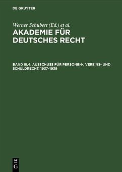 Ausschuß für Personen-, Vereins- und Schuldrecht. 1937-1939 (eBook, PDF)