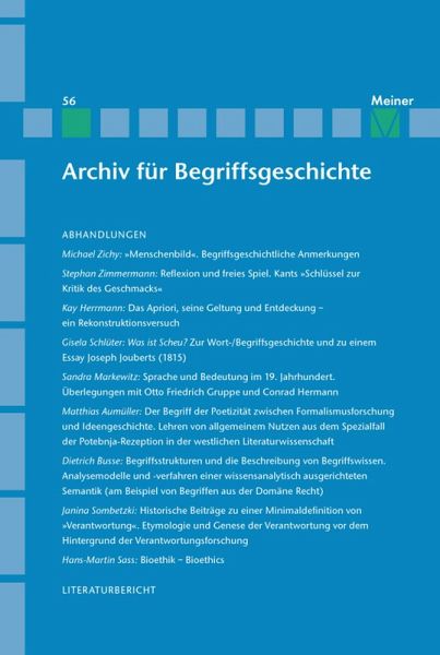 Archiv für Begriffsgeschichte. Band 56 (eBook, PDF) Archiv für Begriffsgeschichte. Band 56 (eBook, PDF)