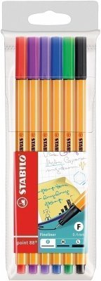 Fineliner - STABILO point 88 - 6er Pack - mit 6 verschiedenen Farben