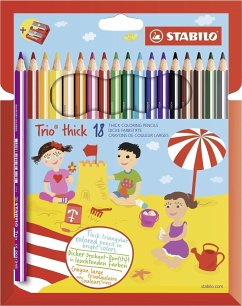 Dreikant-Buntstift - STABILO Trio dick - 18er Pack - mit 18 verschiedenen Farben und Spitzer