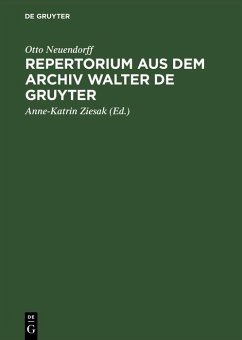 Cover Repertorium aus dem Archiv Walter de Gruyter (eBook, PDF)