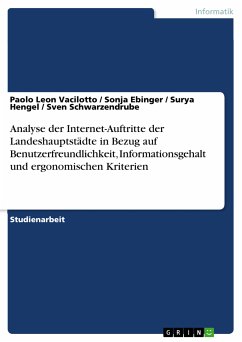 Analyse der Internet-Auftritte der Landeshauptstädte in Bezug auf Benutzerfreundlichkeit, Informationsgehalt und ergonomischen Kriterien (eBook, PDF)