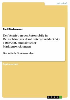 Der Vertrieb neuer Automobile in Deutschland vordem Hintergrund der GVO 1400/2002 und aktueller Marktentwicklungen (eBook, PDF)