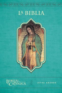 La Biblia Católica: Tamaño Grande, Edición Letra Grande. Rústica, Azul, Con Virgen - Biblia de América