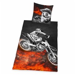 Herding MOTOCROSS Bettwäsche-Set, Wendemotiv, Bettbezug 135 x 200 cm, Kopfkissenbezug 80 x 80 cm, Polyester