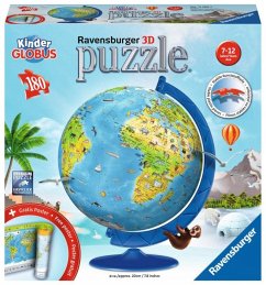 Ravensburger 3D Puzzle 11160 - Puzzle-Ball Kinderglobus in deutscher Sprache - 180 Teile - Puzzle-Ball Globus für Kinder ab 6 Jahren