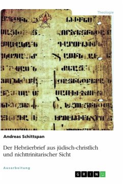 Der Hebräerbrief aus jüdisch-christlich und nichttrinitarischer Sicht - Schittspan, Andreas