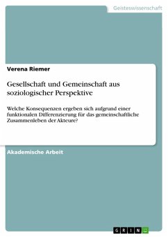 Gesellschaft und Gemeinschaft aus soziologischer Perspektive (eBook, PDF) - Riemer, Verena