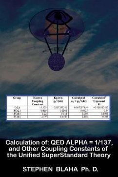 Calculation of QED α = 1/137, and Other Coupling Constants of the Unified SuperStandard Theory - Blaha, Stephen