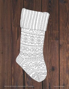 Adult Coloring Christmas Stocking Notebook with Floral Margins - Grunduls Design, Anna