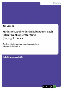 Moderne Aspekte der Rehabilitation nach totaler Kehlkopfentfernung (Laryngektomie) (eBook, PDF) Moderne Aspekte der Rehabilitation nach totaler Kehlkopfentfernung (Laryngektomie) (eBook, PDF)
