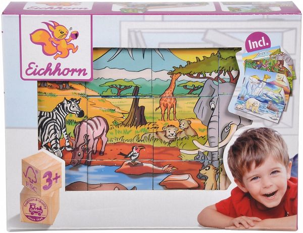 Eichhorn 100005480 - Bilderwürfel Tiere, 13-teilig