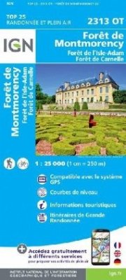 IGN Karte, Serie Bleue Top 25 Forêts de Montmorency de l'Isle-Adam et de Carnelle