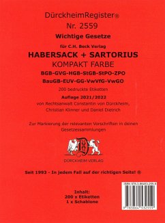 Griffregister Nr. 2559: HABERSACK- SARTORIUS - KOMPAKT 2021/2022 - Dürckheim, Constantin