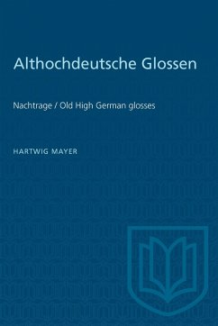 Althochdeutsche Glossen - Mayer, Hartwig