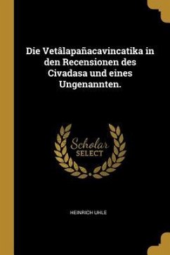 Die Vetâlapañacavincatika in Den Recensionen Des Civadasa Und Eines Ungenannten.