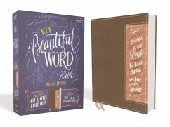 Niv, Beautiful Word Bible, Updated Edition, Peel/Stick Bible Tabs, Leathersoft, Brown/Pink, Red Letter, Comfort Print - Zondervan