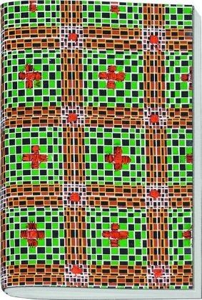 WAX besticktes Notizheft klein Motiv Grün-braune Karos, blanko