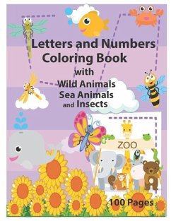 Letters and Numbers Coloring Book with Wild Animals Sea Animals and Insects - Krissmile