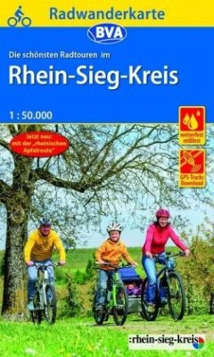 Cover BVA Radwanderkarte Die schönsten Radtouren im Rhein-Sieg-Kreis, 1:50.000, reiß- und wetterfest, GPS-Tracks Download