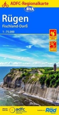 ADFC-Regionalkarte Rügen Fischland-Darß, 1:75.000, mit Tagestourenvorschlägen, reiß- und wetterfest, E-Bike-geeignet, GPS-Tracks-Download