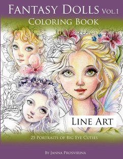 Fantasy Dolls Vol.1 Coloring Book Line Art - Prosvirina, Janna