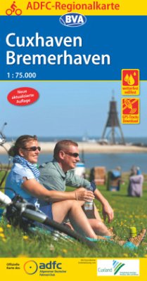 Cover ADFC-Regionalkarte Cuxhaven Bremerhaven mit Tagestouren-Vorschlägen, 1:75.000, reiß- und wetterfest, GPS-Tracks Download