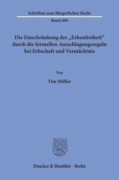 Cover Die Einschränkung der »Erbenfreiheit« durch die formellen Ausschlagungsregeln bei Erbschaft und Vermächtnis.