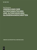 Verzeichnis der althochdeutschen und altsächsischen Glossenhandschriften (eBook, PDF)